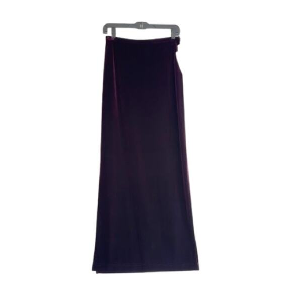 Tadashi Vintage Maxi Skirt Plum Velvet Side Slits Dressy Formal USA Medium NEW - Picture 1 of 12
